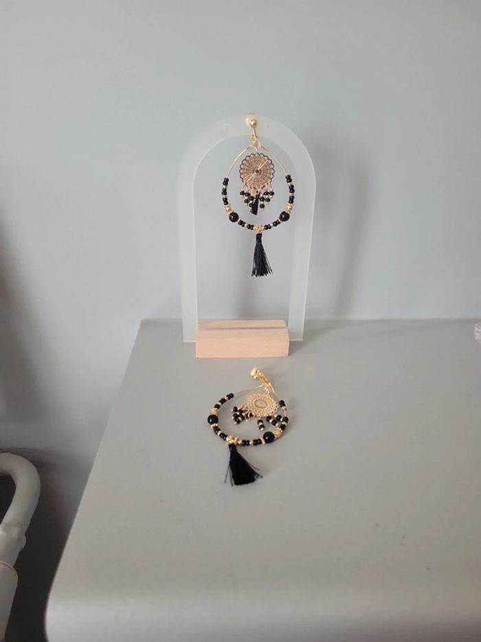Clips "attrape rêves " acier gold et noir. - photo numéro 3