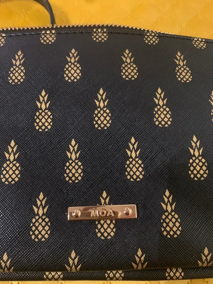 Sac à main Moa noir motif Ananas doré - photo numéro 3