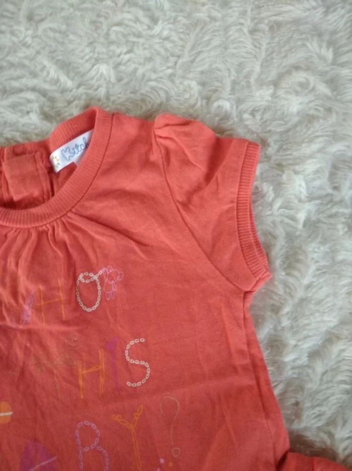 Tunique chemise manches courtes Robe courte Fille 6 mois 100% coton "where is the Baby star ?" - photo numéro 4