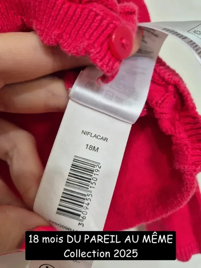 Collection 2025 Du pareil au même 18 mois 80 cm cardigan rose  gilet fille - photo numéro 5