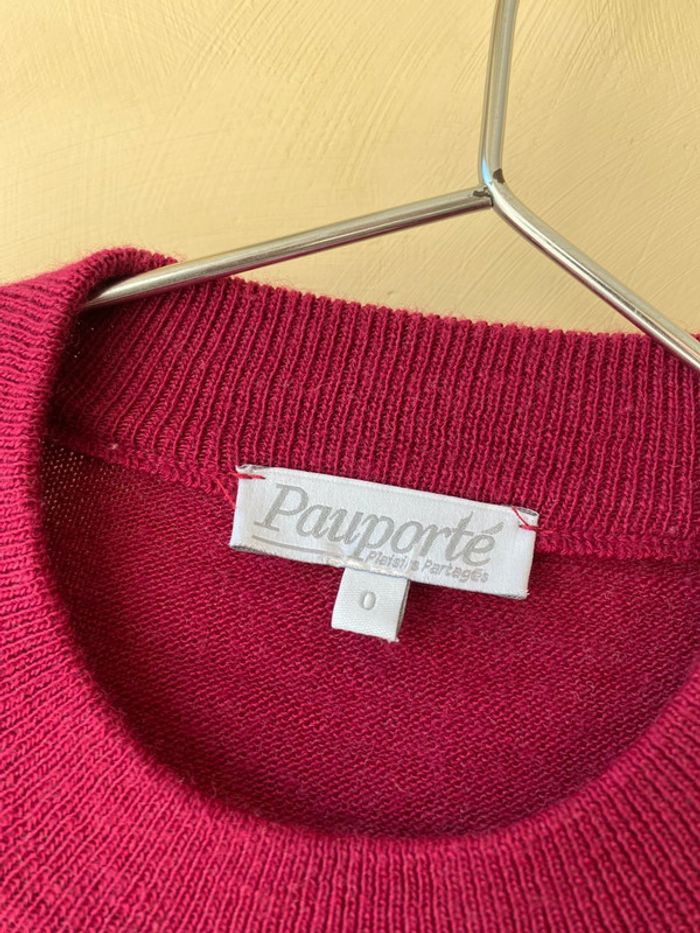 Pull col cheminée fuchsia motifs fleurs vintage T0 - photo numéro 8