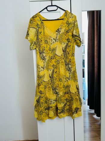 Robe longue jaune à motifs Gaz de coton Boutique Indépendante Taille Unique