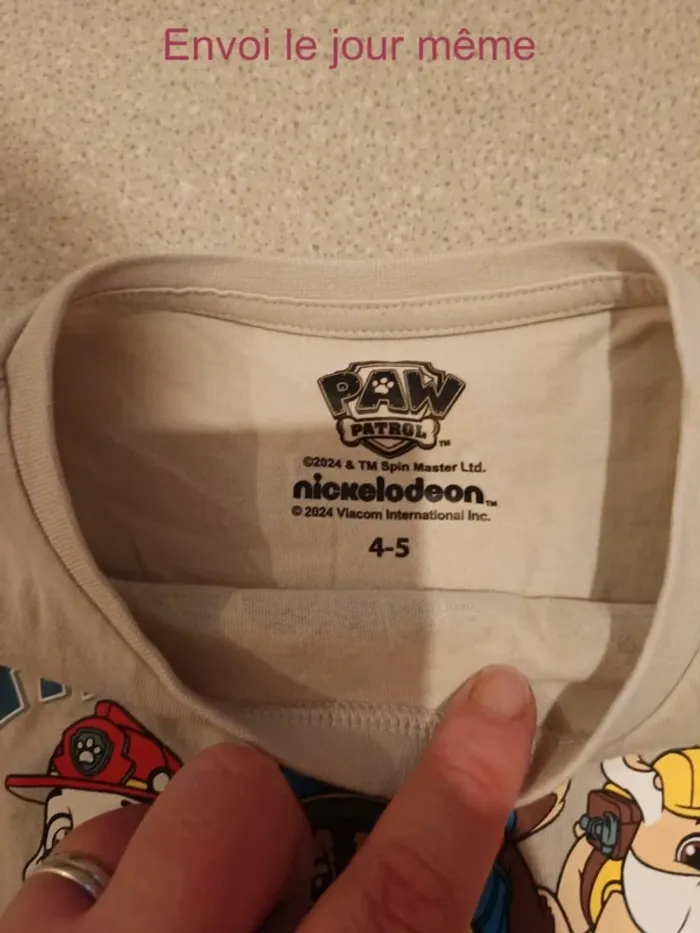 Tee shirt paw patrol taille 4/5ans - photo numéro 2
