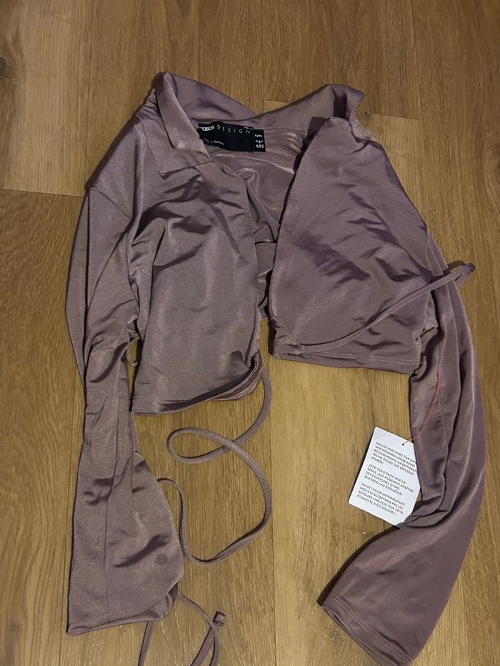 Top manche longue croisé couleur Lila avec étiquette taille S - photo numéro 4