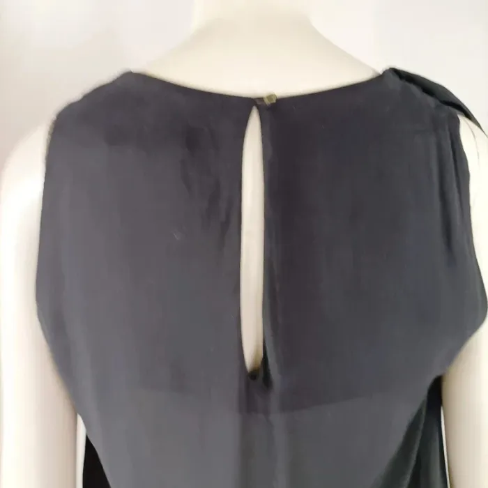 Combishort Maje bleu marine drapé à volants – taille 38 fluide - photo numéro 9