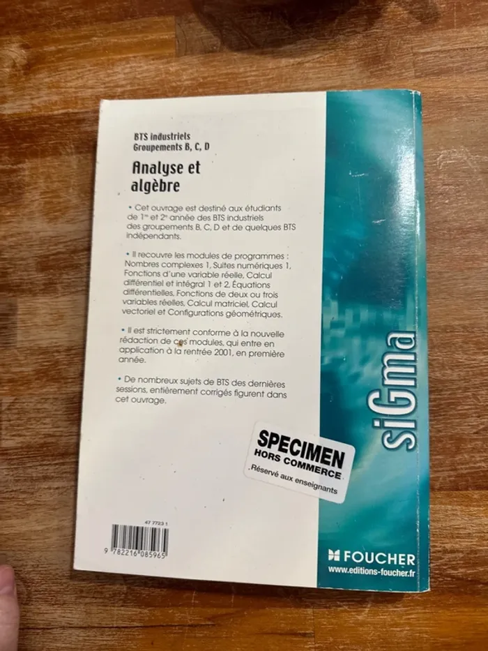 Livre bts industriels groupement mes B, c, d analyse et algèbre tome 1 - photo numéro 3