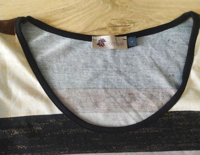 T-shirt manches courtes femme noire marron et beige taille L Kiabi - photo numéro 3