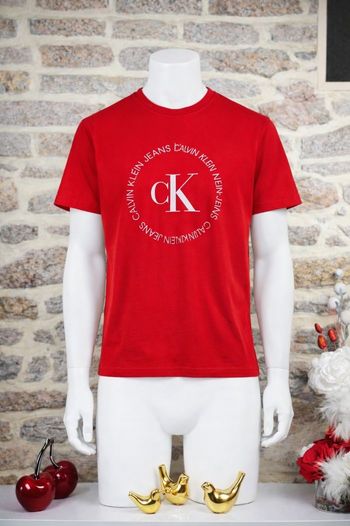 T-shirt manches courtes rouge Homme / Ado taille XS marque Calvin Klein 🎸