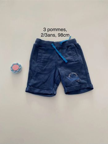Bermuda coton bleu 3 pommes 3 ans