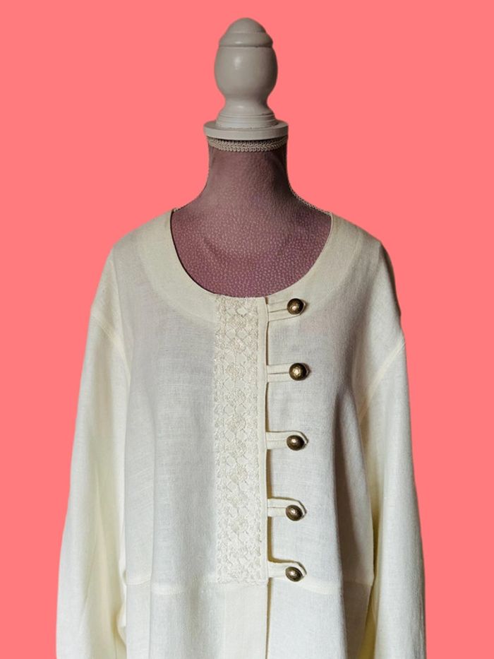 🌾Tunique en lin artisanale cottagecore bohème chic M&G taille 40 Austrian Trachten Linen tunic🌾 - photo numéro 4