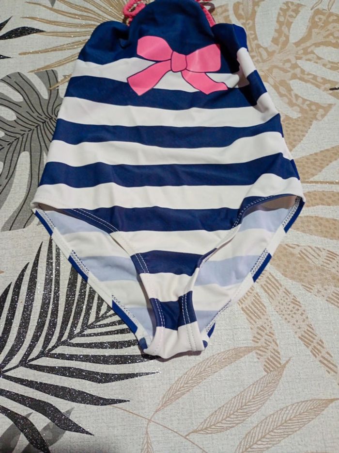 Maillot de bain style marinière nœud rose une pièce fille Vertbaudet 6 ans - photo numéro 2