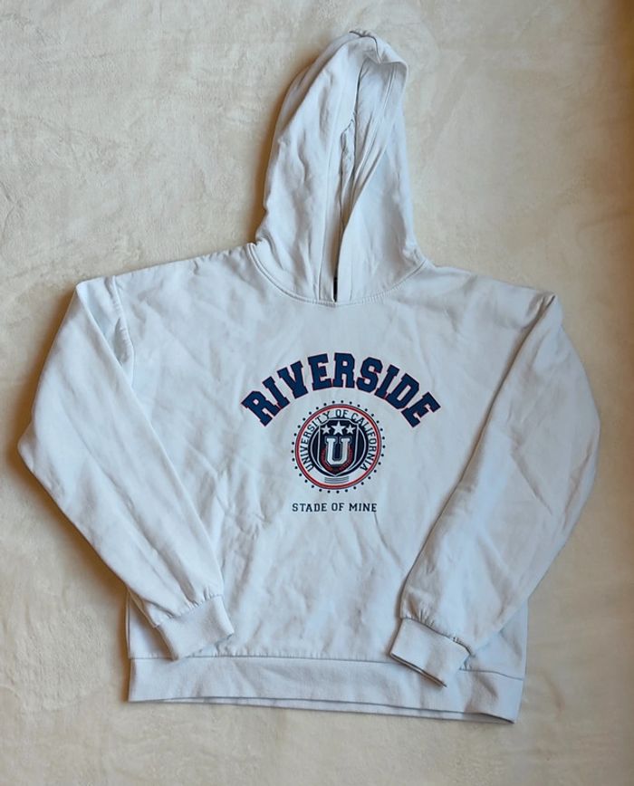 Sweat à capuche blanc "Riverside" Kiabi taille S