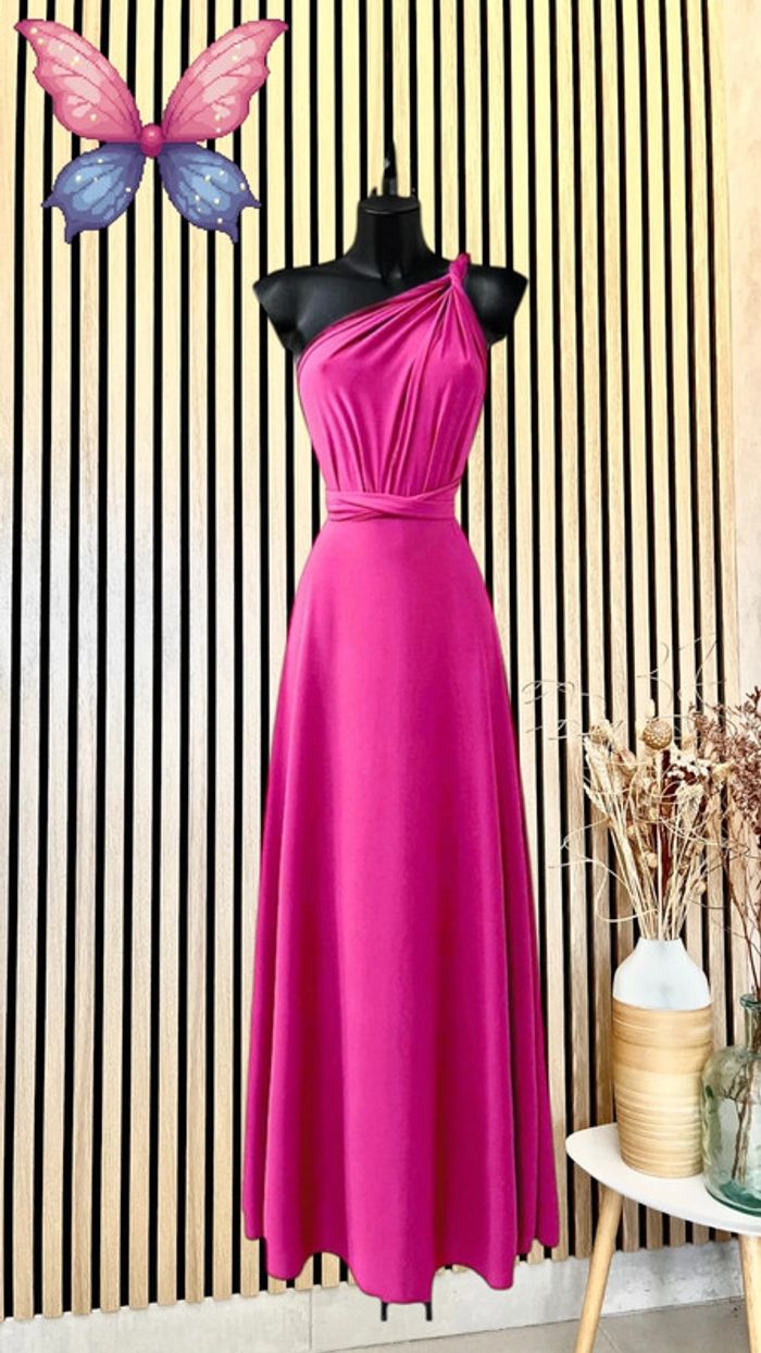 Robe longue fuchsia positions variées dos nu taille unique Achat