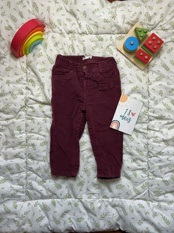 Pantalons en velours prune pressions entre les jambes doublé 18 mois kitchoun