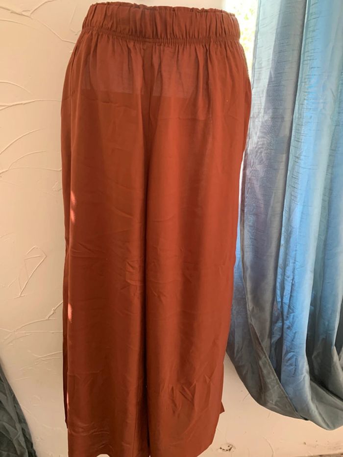 Pantalon H&M fluide jambe larges marron taille 38 - photo numéro 2