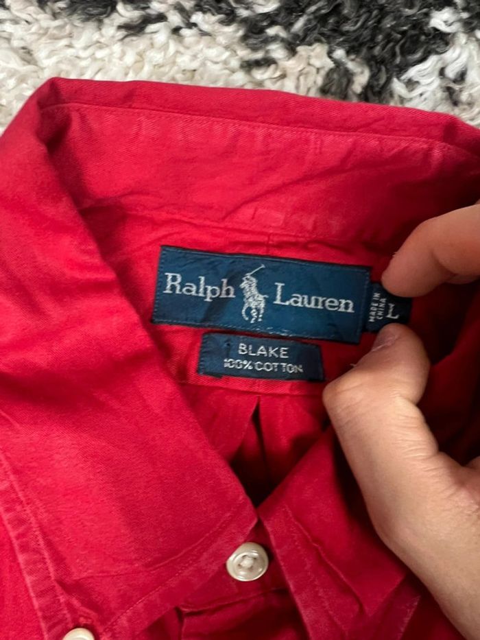 Chemisette Ralph Lauren rouge logo bleu marine taille L style old money - photo numéro 4