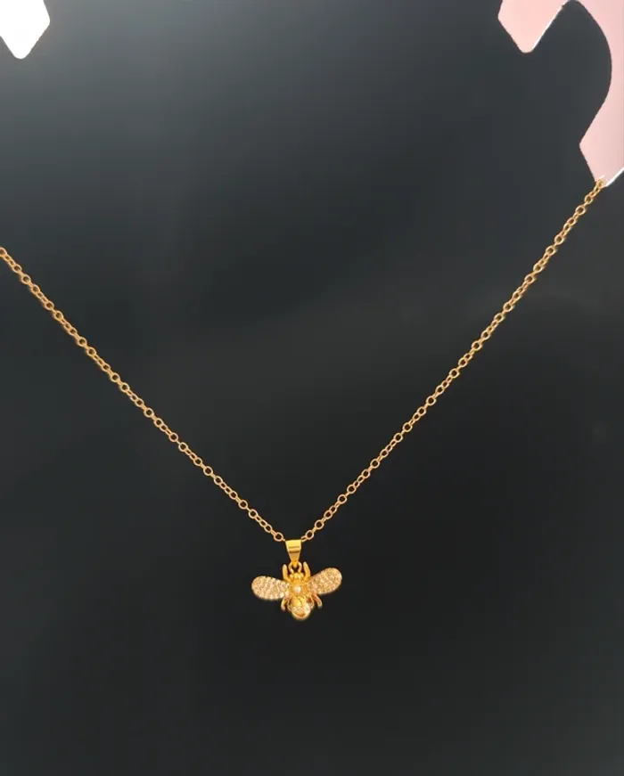 Collier fantaisie doré abeille - photo numéro 2