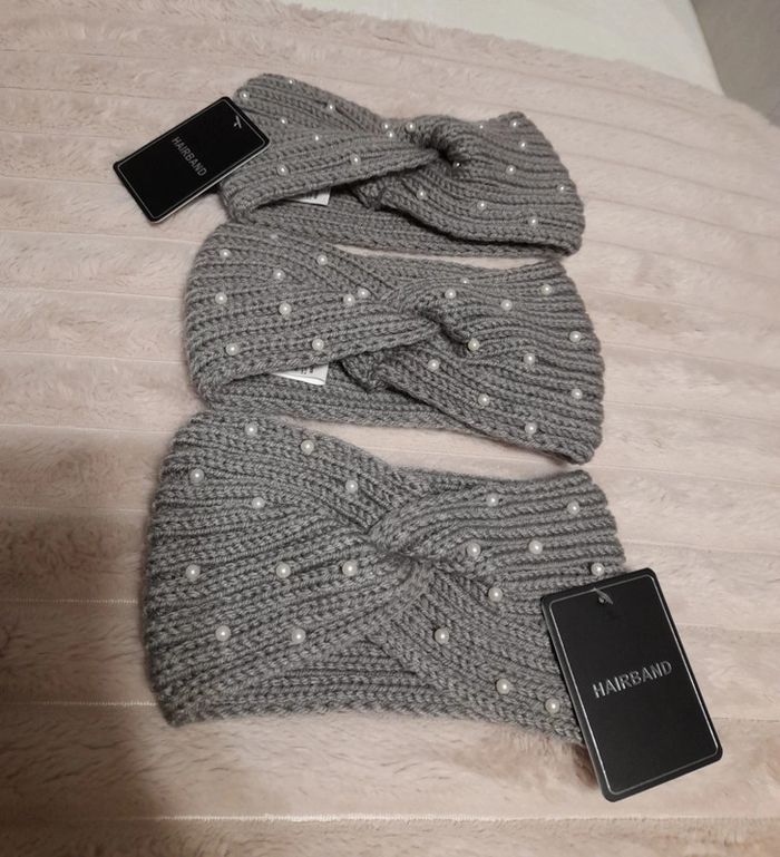 Jolis bandeaux laine & perles neufs