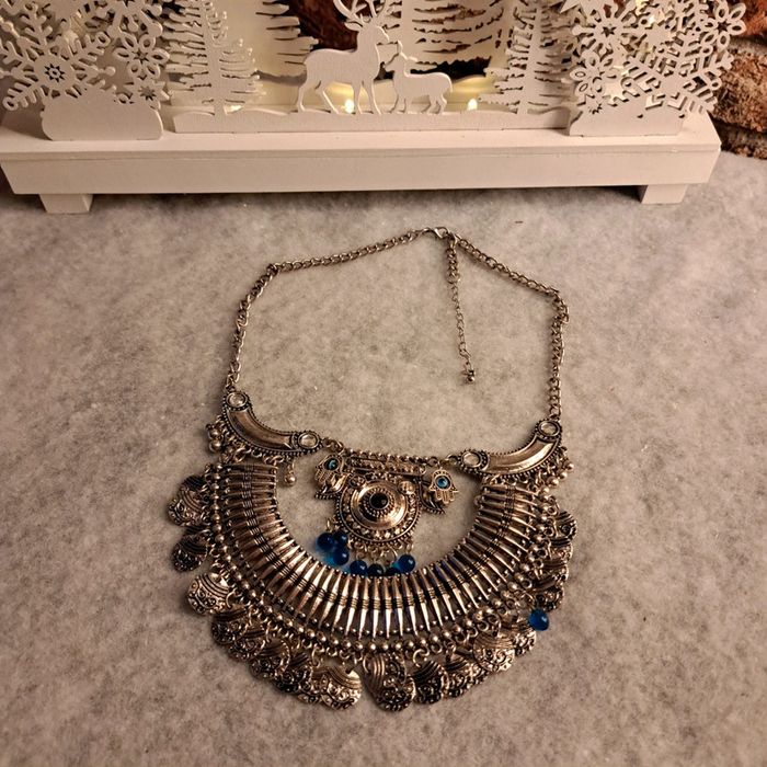 Collier aztèques argenté et bleu - photo numéro 7