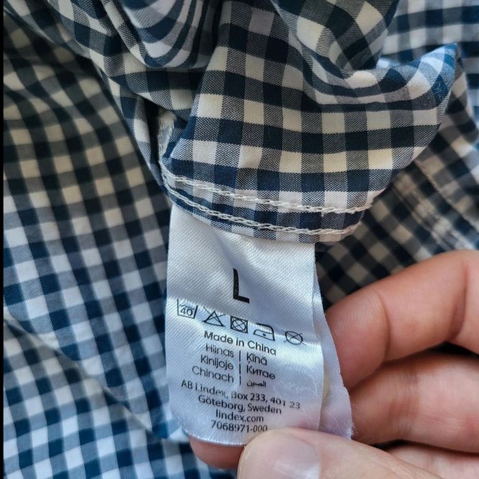 Chemise à carreaux LxM bleue et blanche manches longues col boutonné coupe ajustée taille M Coton - photo numéro 9