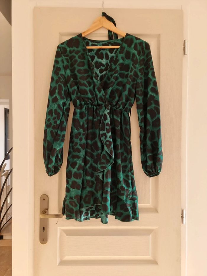 Robe verte léopard shein