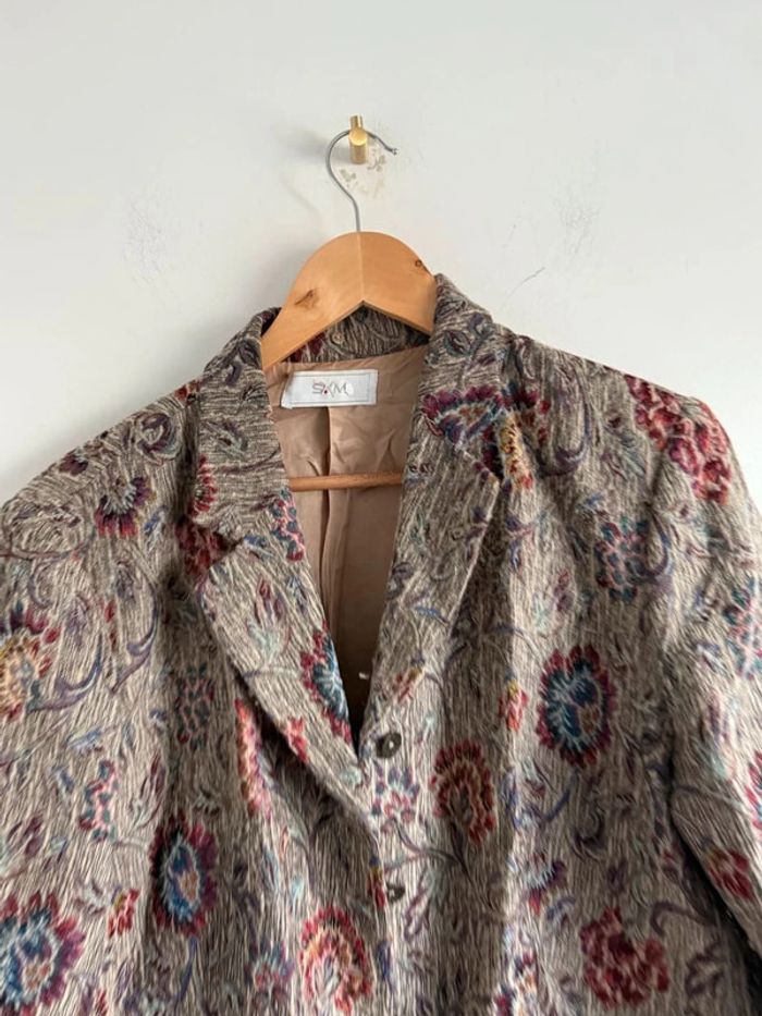 Blazer vintage fleurie en laine - photo numéro 3