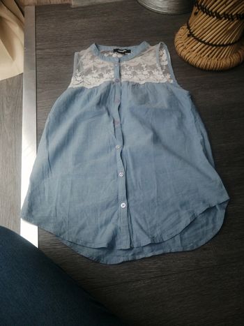 Chemise manche courte + dentelle XS