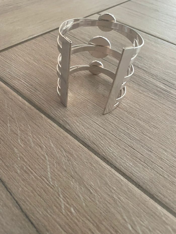 Bracelet manchette argenté pierre bleu moa - photo numéro 3