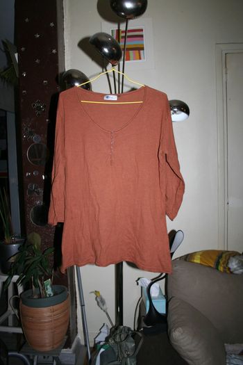 🌸Pull léger marron / rouille col tunisien Taille 42 " Kiabi" 🌸