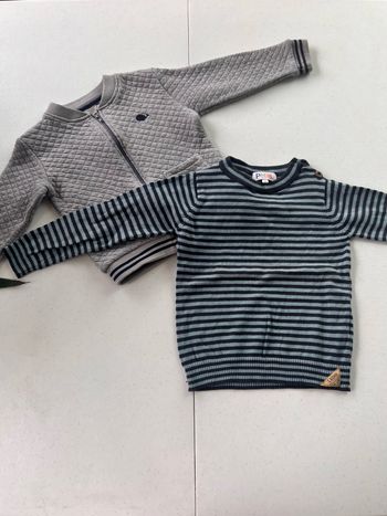 Lot de deux pulls/ gilet éden et Victor   taille 3 ans Très bon état    Prix sur les lots               #bebefille6mois   #bebegarcon #naissance #naissancegarcon #nourrisson #maternité #sacfemme #grossesse #ensemblebebe #prixnegociable #prixlots #cha