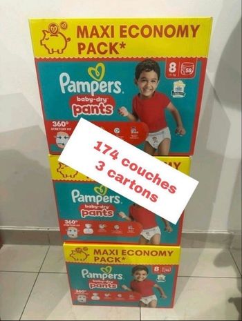 3 cartons Pampers taille 8