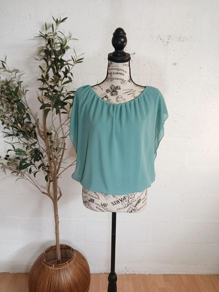 🍀 Blouse vert/ turquoise fluide taille M - photo numéro 9