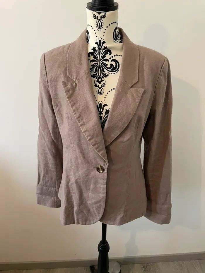 Veste / Blazer Morgan en lin à rayures zèbre - Taille 38 - photo numéro 8