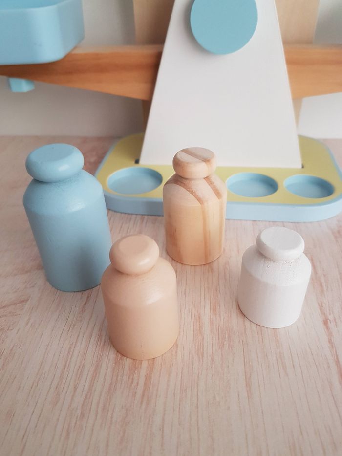 Balance du marché, fruits et légumes en bois à découper pour dînette - photo numéro 5