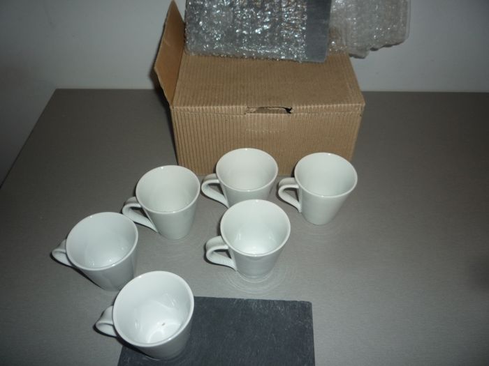 SERVICE A CAFÉ : 6 TASSES + 6 SOUS TASSES ARDOISE - NEUF - n°29
