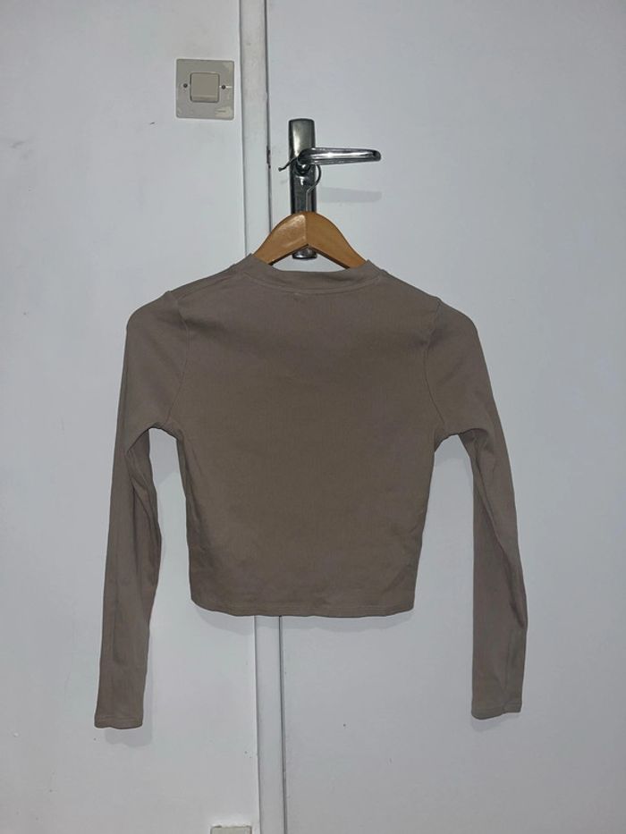 Crop top à manche longue beige - photo numéro 3