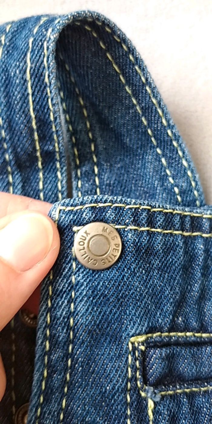 Salopette short jeans Garçon 12 mois Mes petits cailloux 100% coton - photo numéro 11