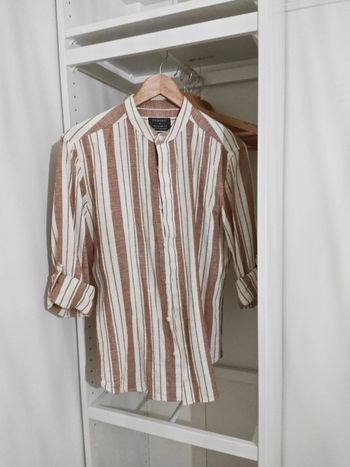 Chemise rayé blanc marron taille s 💯 cotton primark