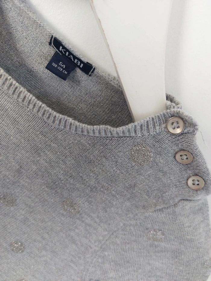 Robe pull grise à pois argentés fille 5 ans - photo numéro 3