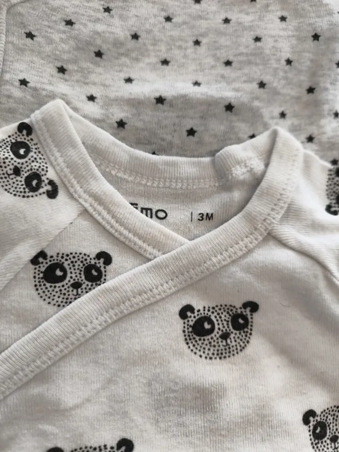 Lot de 3 bodies ouverture croisée garçon mc 3 mois Gémo - photo numéro 5