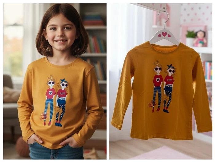 Tee-shirt moutarde 8 ans - photo numéro 2