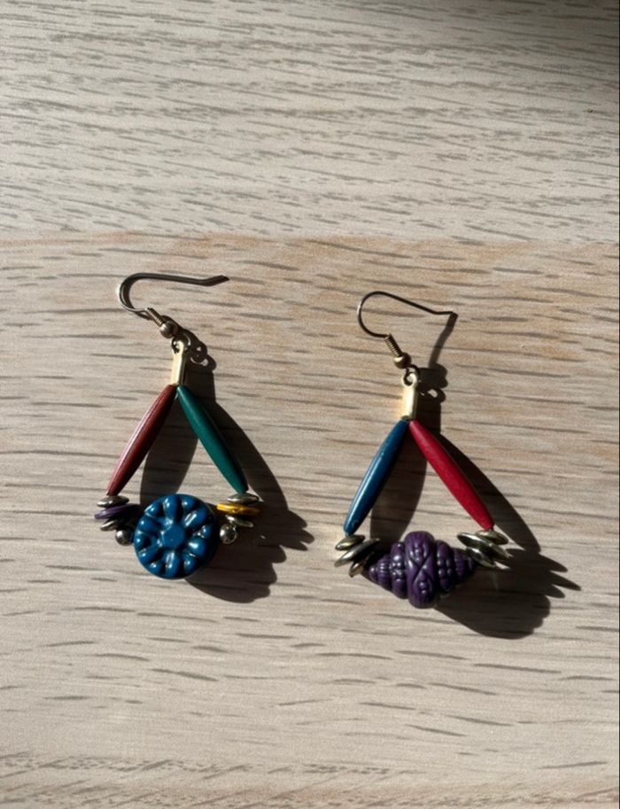 Boucles d'oreilles multicolores - photo numéro 3