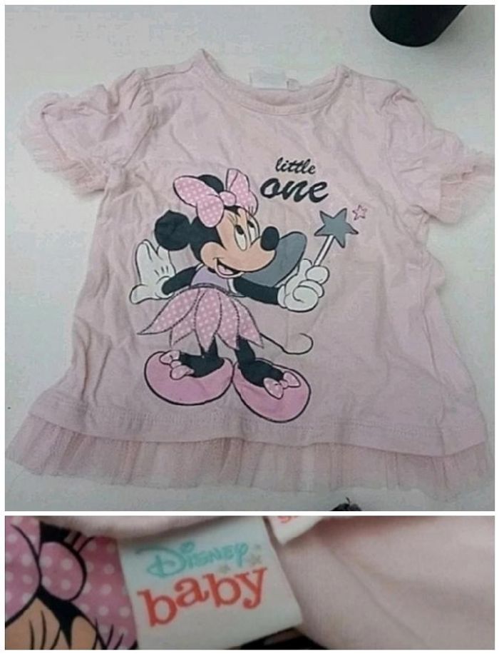 2 ans Disney Tee-shirt rose pale minnie a volant print été /Excellent état - photo numéro 2