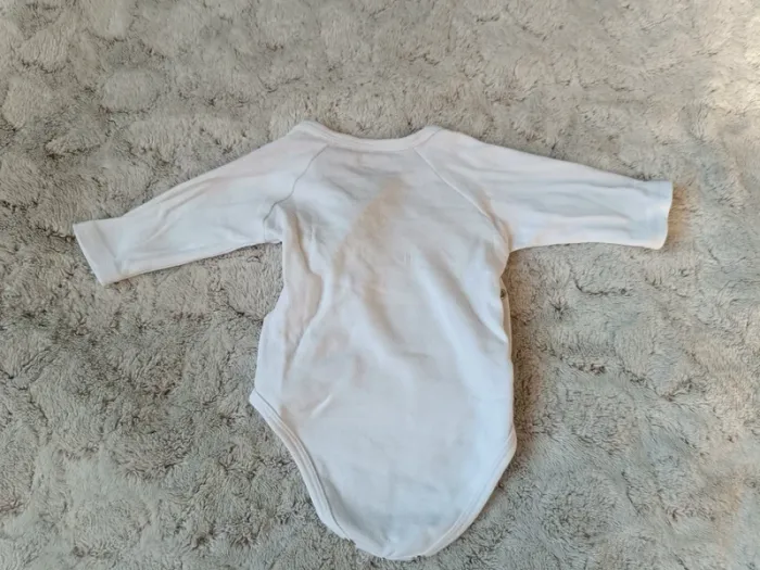 Body croisé manches longues blancs bébé fille garçon 1 mois - photo numéro 2