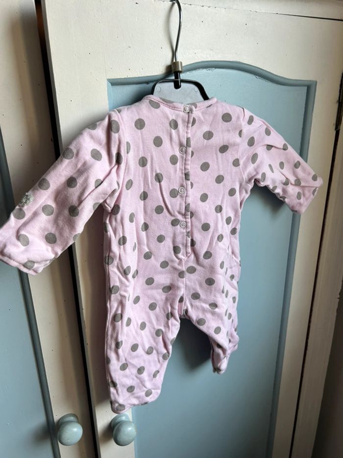 Pyjama sans pied coton épais , rose à pois gris , 1 mois - photo numéro 5