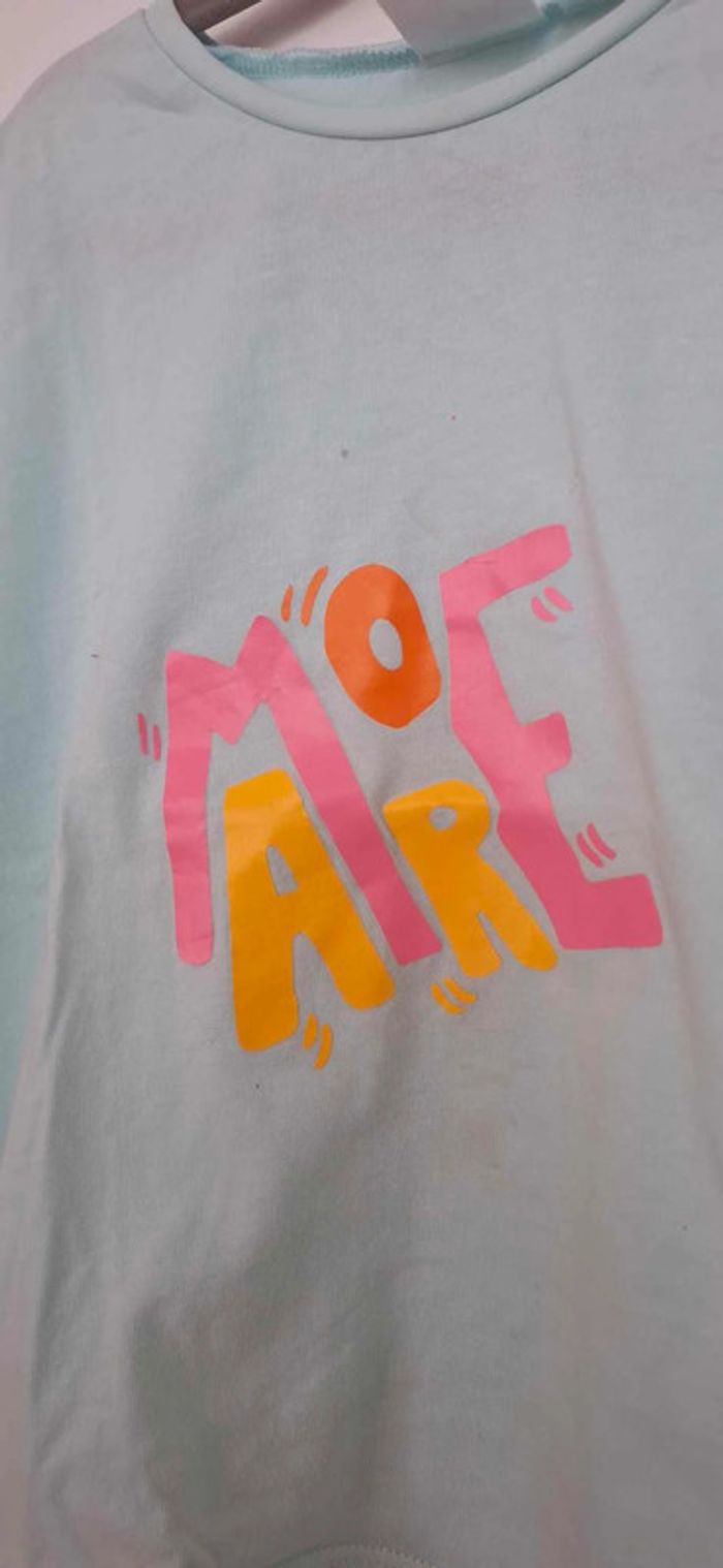T-shirt "AMORE" bleu menthe - Zara - Taille 5/6 ans - photo numéro 2