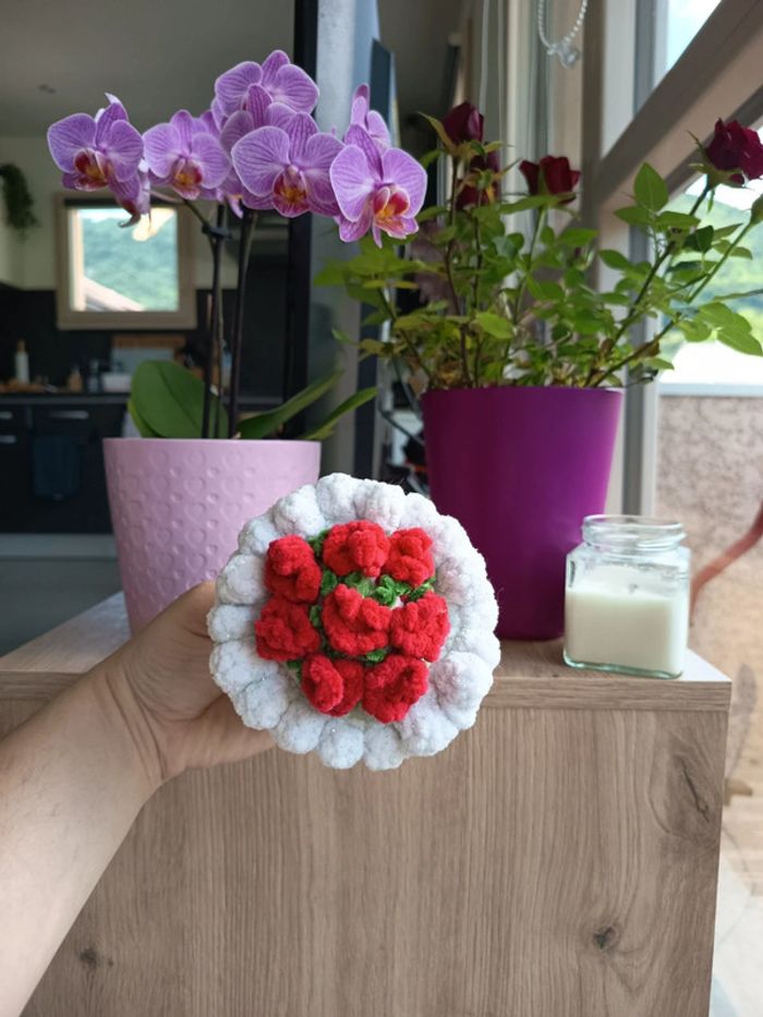 Peluche bouquet de fleur crochet neuf - photo numéro 4