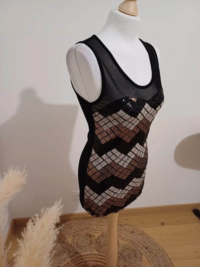 Débardeur transparent en sequins et resille Tout Feu Tout Femme taille S 36