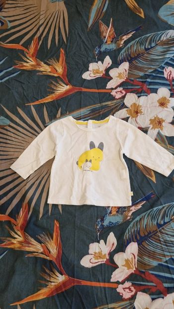 Pull fin jaune/blanc 6 mois 68cm