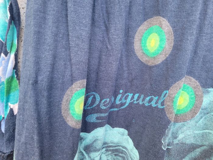 Superbe robe boule Desigual, tons bleus et verts, manches longues, taille M (40) - photo numéro 12